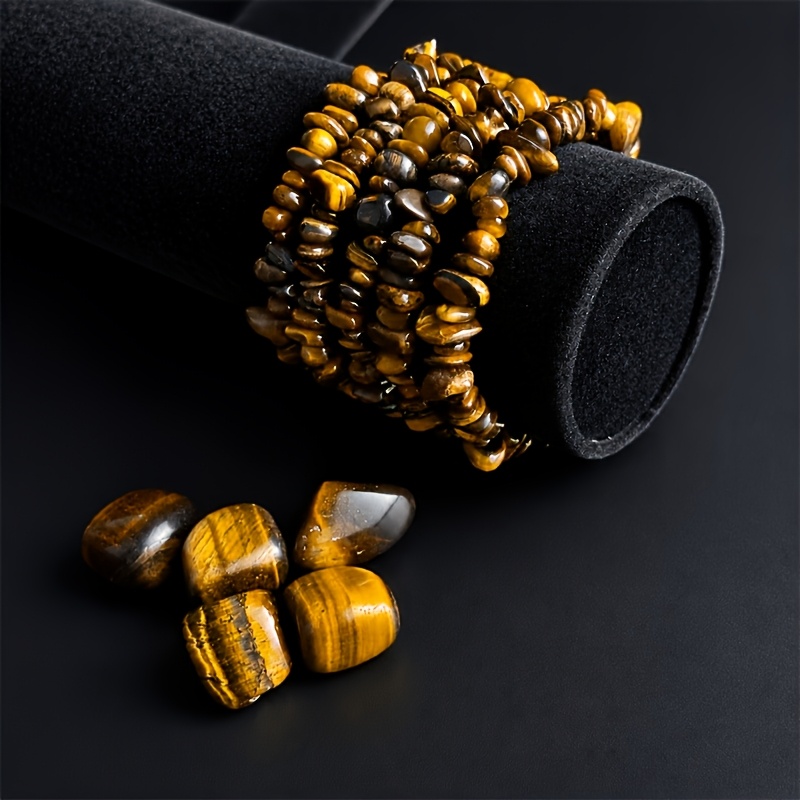 10pcs/Set Tiger's Eye Stone Chip Bracelet Set